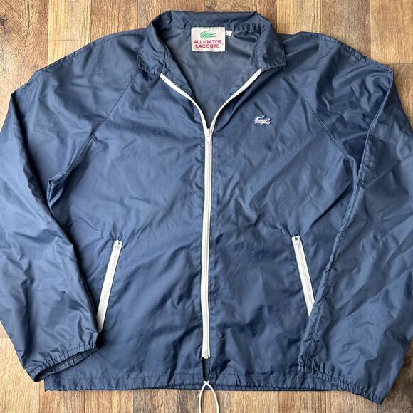 Vintage 80s Lacoste Jacket Men's Large Blue Windbreaker Waterproof Golf 6067 - Picture 4 of 13